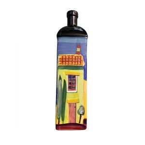 Naylor Designs 2003 Hand painted Ceramic Olive‎ Oil Bottle 13 1/4" Tall